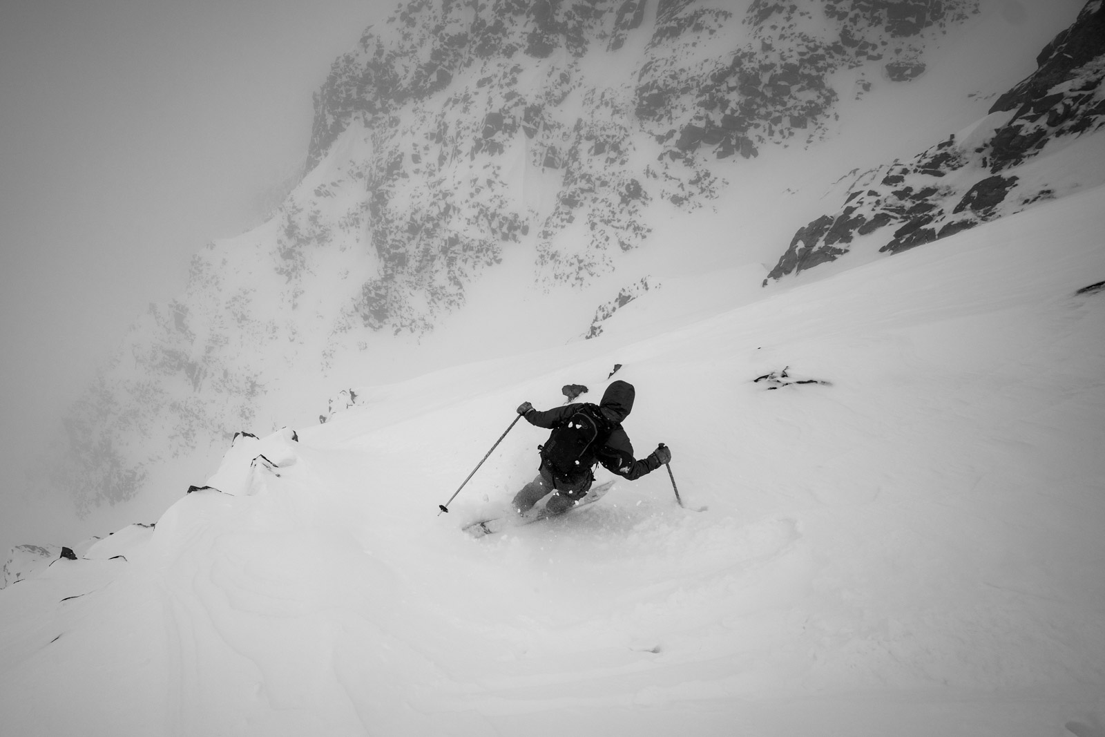 Backcountry skiing powder